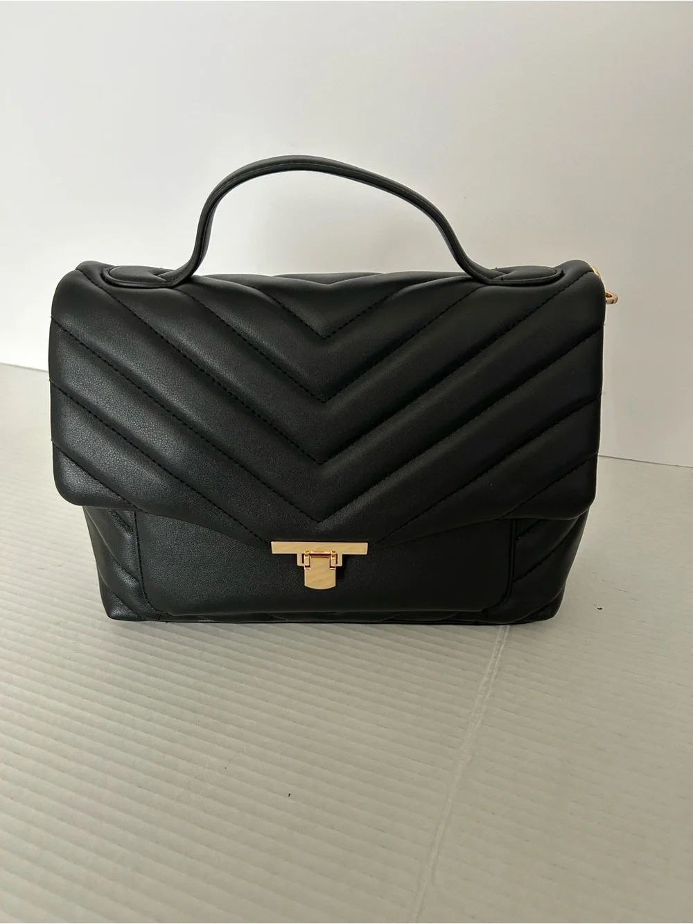 A New Day/ NWT/ Structured Quilted Top-Handle Bag in Black/cross body as well